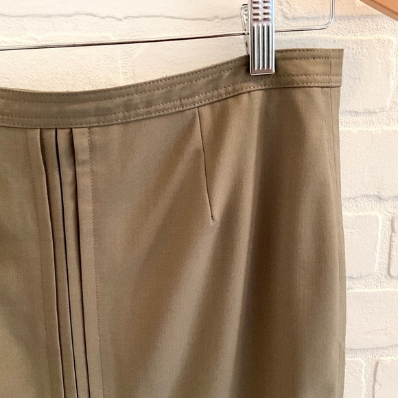 Club Monaco Skirt Column Pleated Tan Beige Olive Green Wool blend Lined Sz 4 - Picture 10 of 16